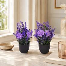 Artificial Potted Plant With Pot, Desktop Living Room Faux Flower Decoration Creative Ornament Purple Lavender Flower, Christmas Gift - Birthday Gift - Holiday Gift - Small Gift - Perfect Little Gift - Multiple Styles - View 3