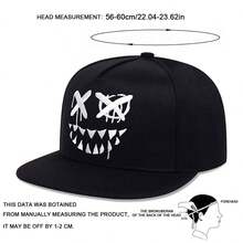 1pc Men's Halloween Hat XX Smiling Face Teeth Snapback Hat Embroidered Expression Baseball Cap Street Fashion Casual Hat Spring Autumn Travel Beach Vacation - Multicolor - View 2