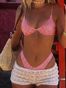 Women's Solid Color Bikini Set, Spaghetti Strap And Hipster Design Accentuates Body Curves, Ideal For Summer Beach Vacation - Multicolor - View 4