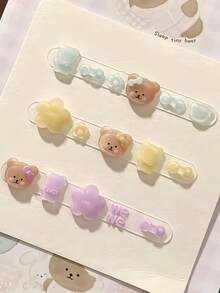 1pc Cute Letter Bear Hair Clip Flower Comb Bow DIY 3D Nail Art Decor Silicone Mold For Nail Artists - Clear - View 4