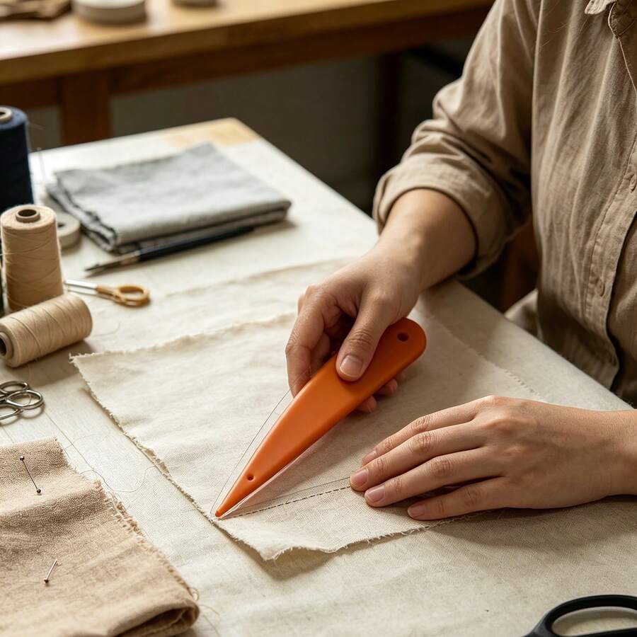3-In-1 Orange Sewing Hemming Tool, Multi-Purpose Sewing Tool For Fabric And Paper, Embroidery Creasing Cone, Quilt Stitching Flattener, Paper Folding Scoring Stick, Smooth Edge Shaping Tool, Durable Tailoring Paper Craft Supplies 1pc - Multicolor - View 1