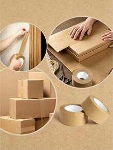 1 Roll Waterless High-Adhesion Kraft Paper Tape, Writable Hand-Tearable Masking Packing Tape, Kraft Paper Packaging Tape - , Waterproof Brown Coating, Strong Adhesion Suitable For Masking, Sealing And Premium Packaging, Natural Appearance - C-Brown - View 10
