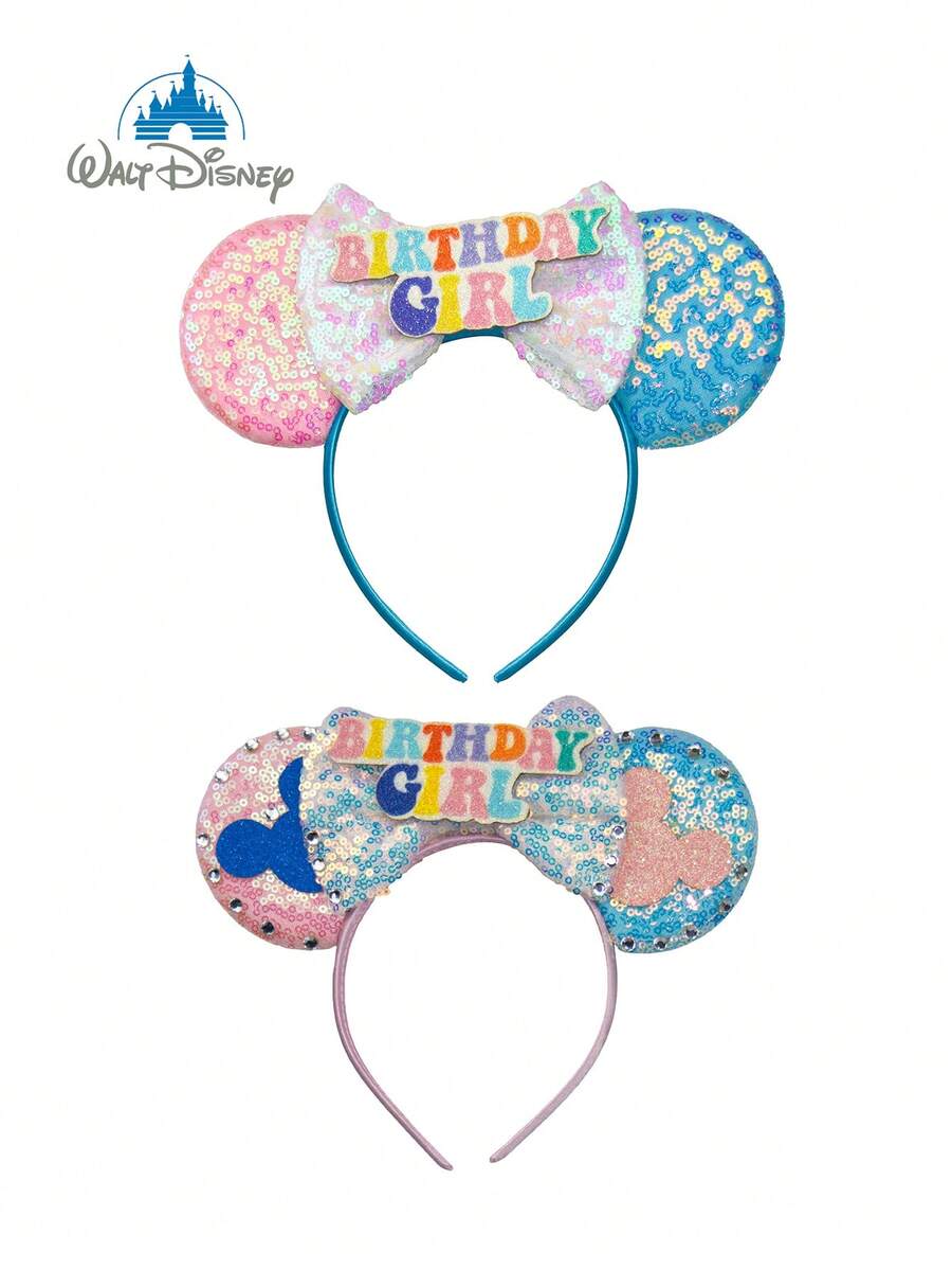 1pc Disney Color-Block Shiny Sequin Mickey Mouse Ear Headband With ...
