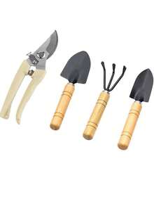 Juego de Herramientas de Jardinería (4 piezas): Incluye Tijeras de Podar, Paleta, Rastrillo y Pala, Para Plantar y Deshierbar – Diseño de Mango de Madera Ergonómico, Perfecto para su Patio y Balcón - Multicolor - Ver 14