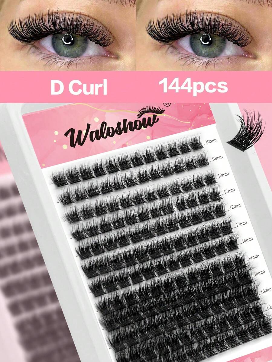 Waloshow 1 Box 12 Rows 144 Clusters New Hot Melt Natural Fine False Eyelashes, Party Thick Makeup Ball Style - C - View 1