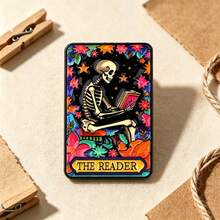 Tarot Card Enamel Brooch Set, Skull Humor Pickle Sun Unicorn Brooch, Gothic Mysterious Style Lapel Pin, Suitable For Backpacks Hats Clothing, Halloween Jewelry Gift - Multicolor - View 5