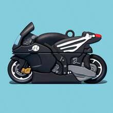 3D Realistic Racing Motorcycle Earphone Case With Hanging Ring, Protective Cover For AirPods 5/ Pro 3/Pro 2/ 4/ 3/1/2, Cute Minimalist Design For Girls - Black - View 3