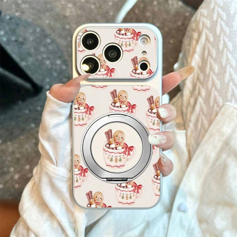 1pc TPU Material Christmas Gingerbread Hot Cocoa Pattern Phone Case Suitable For IPhone 17 Pro Max/17/16 Pro Max/15/14/13/12/11 Full Coverage Anti-Drop Soft Shell Phone Protective Cover - Silver - View 1