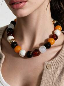 NAIZHU 1/4 buah Kalung Manik-Manik Besar Gaya Bohemian untuk Wanita, Cocok untuk Pemakaian Sehari-hari, Liburan, dan Hadiah - MultiWarna - View 3