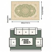 1PC Green & Pink Floral Medallion Pattern Traditional Persian Carpet, Elegant French Vintage Style Faux Cashmere Rectangular Area Rug With Multi-Layer Petal Center Medallion And Exquisite Border Details, Machine Washable, Suitable For Living Room/Bedroom/Spring Home Decor, Aesthetic Home Decoration - Multicolor - View 13