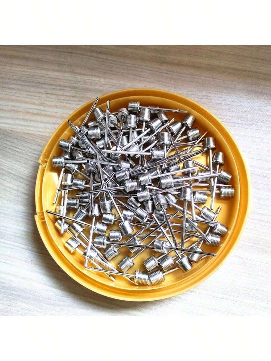 20pcs Football Basketball Silver Metal Inflation Needles Pump Accessories Iron Needle American Style Air Valve Connector Adapter - Silver - View 1