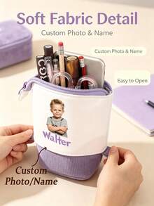 Customizable Telescopic Pencil Case/Stationery Storage Bag, Personalized With Photo And Name, Suitable As Teacher Or Student Gift, Women's Makeup Bag, End Of Semester Or Summer Camp Gift - Multicolor - View 5