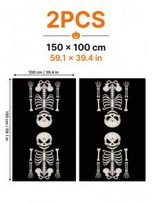 Halloween Skeleton Chair Decor Cover, Black Ghost Face Skeleton Print Dining Chair Back Cover, Gothic Horror Style Party Supplies, Suitable For Halloween Dinner, Haunted House Decoration, Family Gathering, Photo Backdrop And Indoor Holiday Decor - Black - View 13