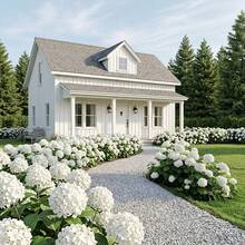 4pcs Artificial Autumn Hydrangea Flower Stems For Outdoor Use, UV Resistant Realistic Faux Plants For Bouquets, Home Outdoor Wedding Party Centerpiece Decor - White - View 3