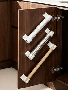 2pcs Wall Mounted Storage Rack, Suitable For Trash Bags/Cling Film/Aluminum Foil/Kitchen Paper, Space-Saving, Drill-Free Installation, Create Tidy Kitchen, Refrigerator Side Storage Rack, Perfect Fit For Cabinet Doors And Tile Walls - Multicolor - View 3