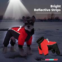 Small Dog 4-Legged Winter Warm Jacket, Back With Reflective Strip And D-Ring Leash Attachment, Dog Snow Suit 4-Legged Warm Jacket (Only Suitable For Small Dogs) - Multicolor - View 5