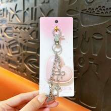 1pc Creative Love Pentagram Keychain Phone Chain Tassel Earphone Bag Small Pendant Suitable For Girls Gift Hanging Decoration,Key Rings - Multicolor - View 8