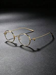 1 Pair Women's Ultra-Light Alloy Plain Lens Glasses, Vintage High-Intellect Elegant Oval Frame Eyewear - A - View 7