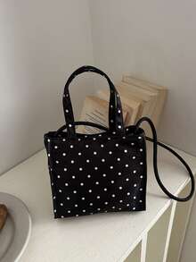 A Stylish Polka Dot Tote Bag Is An Ideal Gift For Teenagers, Suitable For Outdoor Activities, Play, Or Commuting. - Multicolor - View 6