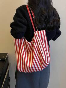 女款大容量防水沙灘托特包，附拉鍊，防水防沙泳池包，隨機花色 - 紅色 - 查看 11