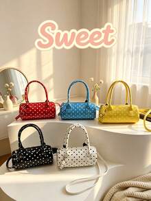 A Stylish And Sweet Polka Dot Tote Bag Is An Ideal Gift For Teenagers, Suitable For Outdoor Activities, Play, Or Commuting. - Multicolor - View 1