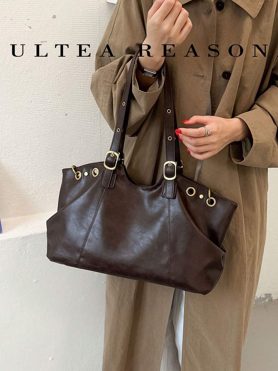 1pc Solid Color PU Leather New Women's Backpack, Shoulder Bag, Tote Bag, Fashion Square Handbag, Magnetic Closure, Adjustable Shoulder Strap, Suitable For Commuting, Shopping, Dating