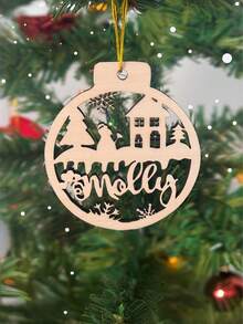 Personalized Christmas Decorations | Customized Name Wooden Ornaments | Pet Paw Print Christmas Decorations | Family Christmas Tree Decoration Gifts - Multicolor - View 3