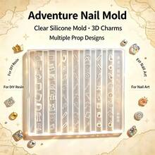 1pc Nail Art Mold Adventure Small Items Collection 3D Nail Decor Large Silicone Mold - Clear - View 1