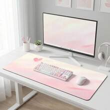 Alfombrilla de ratón extra grande con forma de corazón degradado, base antideslizante, tapete de escritorio para juegos, almohadilla para teclado, alfombrilla de ratón de regalo, protector de escritorio, tapete de escritorio de estudio, múltiples tamaños disponibles, almohadilla para teclado de computadora, almohadilla para portátil - Corazón degradado - Ver 7