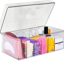 1pc Transparent Eyelash Extension Tool Kit Storage Box, Eyelash Tool Organizer Box, Dust-Proof With Lid, Makeup Storage Box, For Eyelash Supplies, Makeup Storage, Cotton Swabs, Eyelash Brushes, Desktop Storage And Vanity - Multicolor - View 2