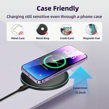 Portable Fast Wireless Charger, Compatible With IPhone 15W Fast Charger, Compatible With IPhone 17/16/15/14/13/12, Compatible With Samsung Series, Portable Phone Charger - Multicolor - View 5