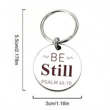 1pc Christian Scripture Stainless Steel Round Keychain Pendant Psalm 46:10 Home Christmas Holiday Commemorative Gift - A - View 6