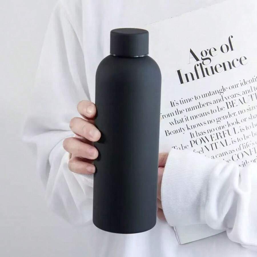 1 pieza Botella de agua aislada de acero inoxidable de 500ml, termo de vacío a prueba de fugas con acabado mate, mantiene caliente & frío para viajes, gimnasio & uso doméstico diario - Multicolor - Ver 1