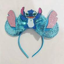 Hasbro Stitch Cartoon Party Headband, Mickey Mouse Sequin Ears Bow Hair Accessory, Amusement Park Decoration - Multi-color - View 3