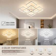 Novel Square Grid Ceiling Light: High Transparency Acrylic Material, Three-Color Dimmable, Large Space No Blind Spots, Wide Illumination. Soft And Glare-Free - Perfect For Living Room, Villa, Bedroom And Dining Room Use. Widely Used In Home Lighting And Decoration. - Multicolor - View 11