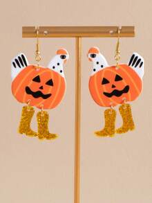 Halloween Funny Boots & Chicken Earrings, Personalized Cartoon Pumpkin & Chicken Creative Fun Holiday Earrings - Multicolor - View 1