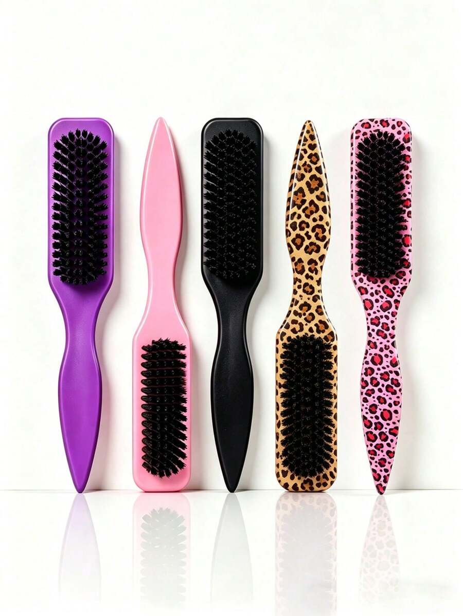 1pc Multi-Color Unisex Boar Bristle Smoothing Back Comb, Beard Brush, Frizz-Smoothing Edge Control Comb, Volumizing Wooden Handle Comb, Detangling Comb, Hairline Control Comb, Slip-Away Comb, Plastic Hair Comb, Create Smooth Ponytail And Bun - With Wide Tail Back Comb And Detangling Comb, Convenient For Parting, Styling, Polishing And Smoothing Hair, Create Smooth Frizz-Free Hairstyle