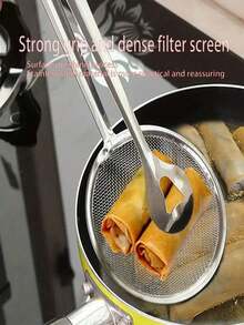2/1pc Stainless Steel Perforated Strainer/Soup Spoon, Deep Fry Oil Filter Spoon, Food Oil Drainer, Tofu Powder Filter - Multicolor - View 6