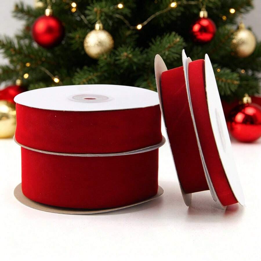 10 Yards Velvet Ribbon Roll, Solid Color Flocking Fabric Ribbon, For Gift Wrapping, Bouquet Decoration, DIY Hair Accessories And Sewing Crafts