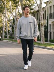 Fear Of God Essentials FW24 Light Heather Gray Crewneck Sweatshirt, Oversized Soft Fleece Pullover For Daily Street Wear, Casual Hangout - Light Heather Gray - View 11