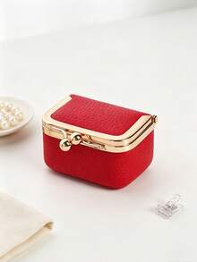 CHARM INFINITE Multi-Color Cute Artificial Leather Kiss Lock Mini Jewelry Box, Hard Shell Portable Storage Bag, Organizes Rings Earrings Necklaces, Compact Travel Organizer, Sweet Women's Accessory Storage Small Gift - Multicolor - View 13