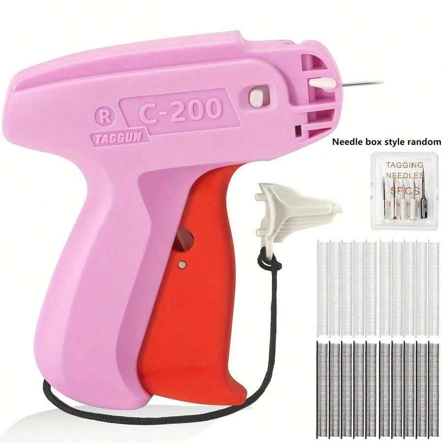 Portable Garment Tagging Gun Complete Set Clothing Tagging Gun Kit, Garment Price Label Tag Gun With Barbs & Replacement Needles, Portable Price Tag Attacher Tool For Retail Shop Clothing Store - D-Pink - View 1