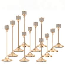 Set Of 30 Gold Crystal Rhinestone Candlestick Holders, Elegant Metal Candle Stands For Wedding Table Centerpiece Home Party Decoration - Rose Gold - View 12