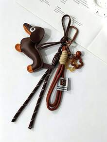Cartoon Dachshund Dog Pendant With Unique And Cute Star-Shaped Charm, Suitable For Backpack Decoration, Daily Bag Accessory, Holiday Party Gift, Back To School Gift, Bag Charm, Bag Decoration Pendant, Women's Keychain, Car Keychain, Keychain Making Material, Men's Keychain, Backpack Charm Keychain, Keychain, Keychain Pendant, Keychain Coin Purse, Bulk Keychain, Keychain Set, Keychain Accessories - Multicolor - View 3