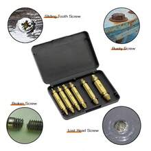 6 PCS Damaged Screw Extractor Drill Bit Set Stripped Broken Screw Bolt Remover Extractor Easily Take Out Demolition Tools - A - View 2