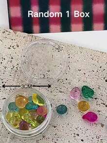 1 Box Colorful Jelly Crushed Stone Nail Art Decorations, Assorted Mix, Transparent Jelly Texture, Includes Green, Yellow, Pink, Purple And Other Rich Macaron Tones, Each Piece Irregularly Shaped With High Transparency, Suitable For Sweet Cool Fun Colorful Summer Style Nail Art - Multicolor - View 6