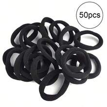 10/50/100/200PCS Black Elastic Hair Ties, ,For Thick And Curly Hair Ponytail Holders Hair Elastic Suitable , Suitable For Women'S Daily Leisure Use - Black - View 13