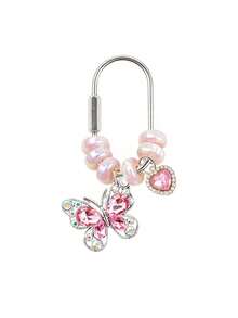 Butterfly Bead Heart-Shaped Sparkling Diamond Keychain, Suitable For Bags, Birthday, Back To School, Halloween, Valentine's Day, Christmas - Multicolor - View 11
