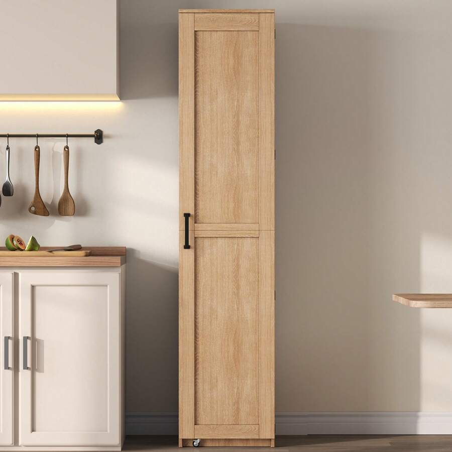 Kitchen Cabinet, Tall Storage Cabinet With Doors And Adjustable Shelves, Pantry For Living Room, Dining Room And Bathroom, 40 * 40 * 183 Cm - View 1