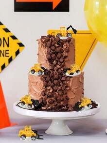 18-Piece Engineering-Themed Cake Decorating Set, Including Cupcake Decorations, Traffic Signs, And Road Signs, Suitable For Birthday Party Cake Decorations. (Not A Toy, For Decoration Only, To Be Used With A Tray) - Multicolor - View 5